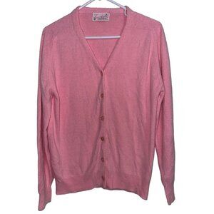 Vintage Lady Pickering Womens Cardigan Sweater Sz XL Pink 100% Orlon Preppy Golf